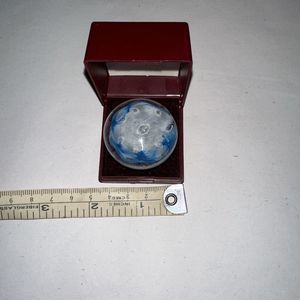 Tweedsmuir Glass Sphere Blue White & clear Handmade in Scotland by Chris Dodds